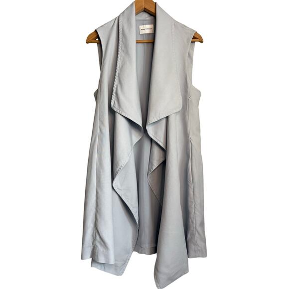 Club Monaco Salyie 100% Silk Draped Vest Women’s Medium Ash Blue - Picture 2 of 8